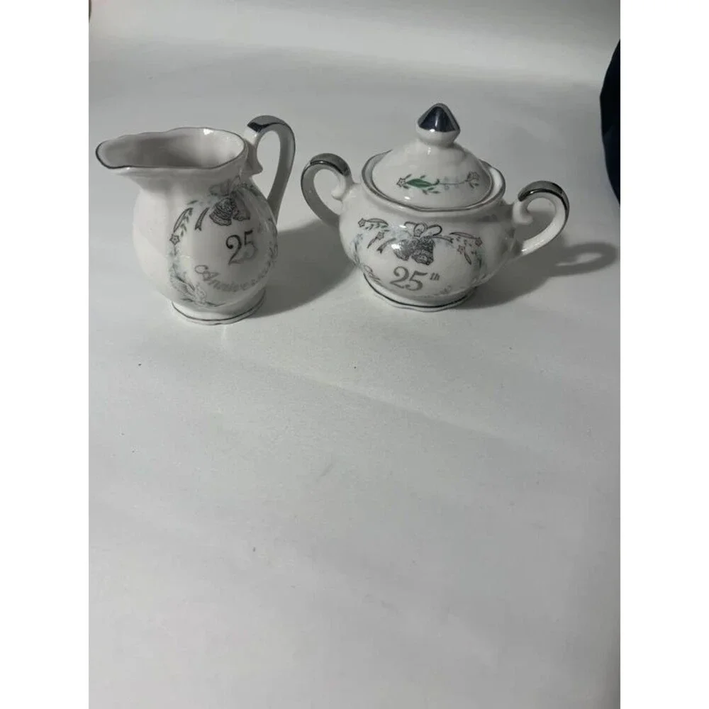 25th anniversary sugar bowl and pitcher vintage